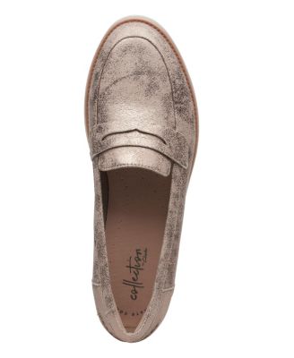 clarks sharon ranch wedge penny loafer