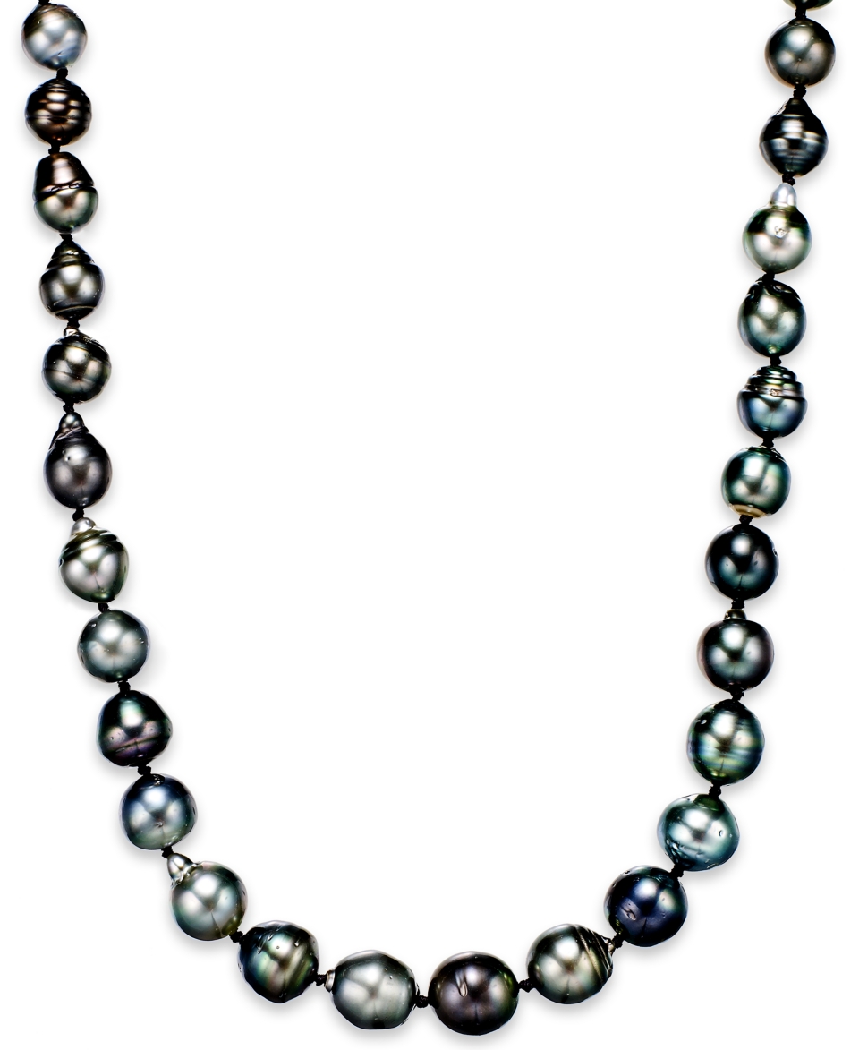 Pearl Necklace, 24 Sterling Silver Cultured Tahitian Pearl Baroque Strand Necklace (8 10mm)   Necklaces   Jewelry & Watches