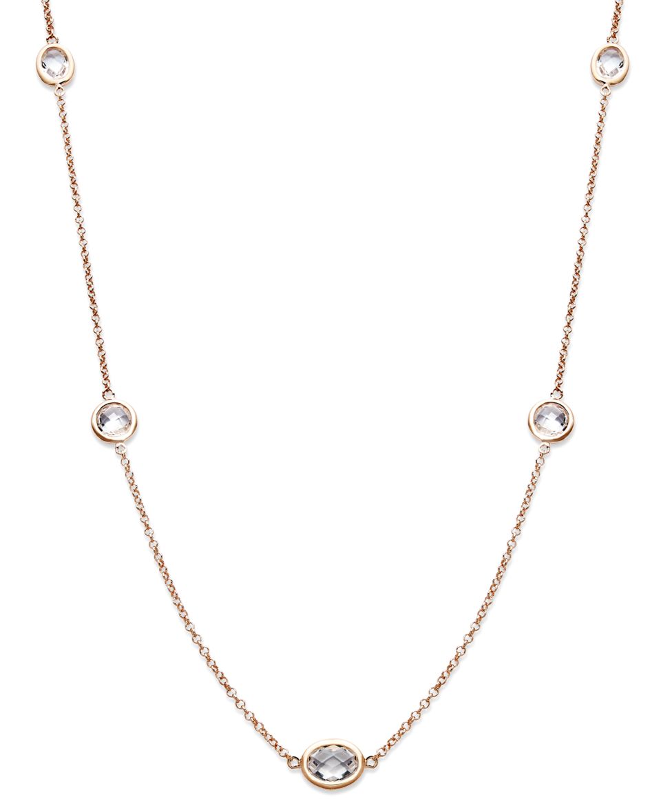 14k Rose Gold Over Sterling Silver, 36 White Topaz Station Necklace