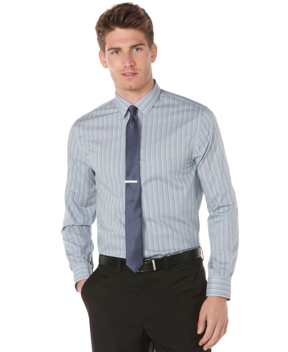 Perry Ellis Shirt, Slim Fit Dobby Stripe Shirt   Mens Casual Shirts