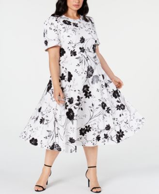 calvin klein floral print midi dress