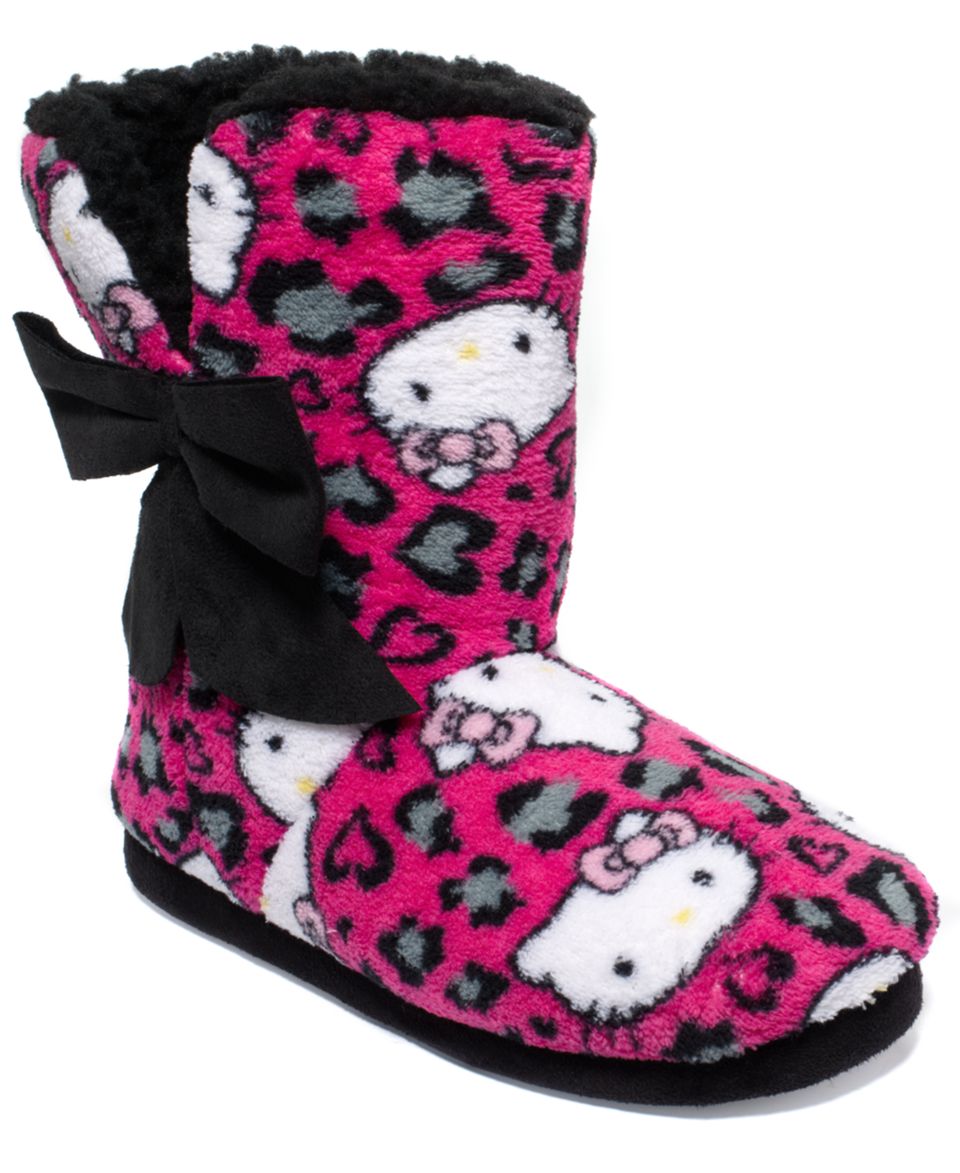 Hello Kitty Slippers, Super Plush Booties with Pom Poms   Handbags