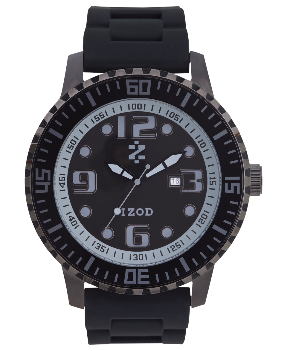 Izod Watch, Unisex Black Rubber Strap 55mm IZS4 2BLK BLK   All Watches