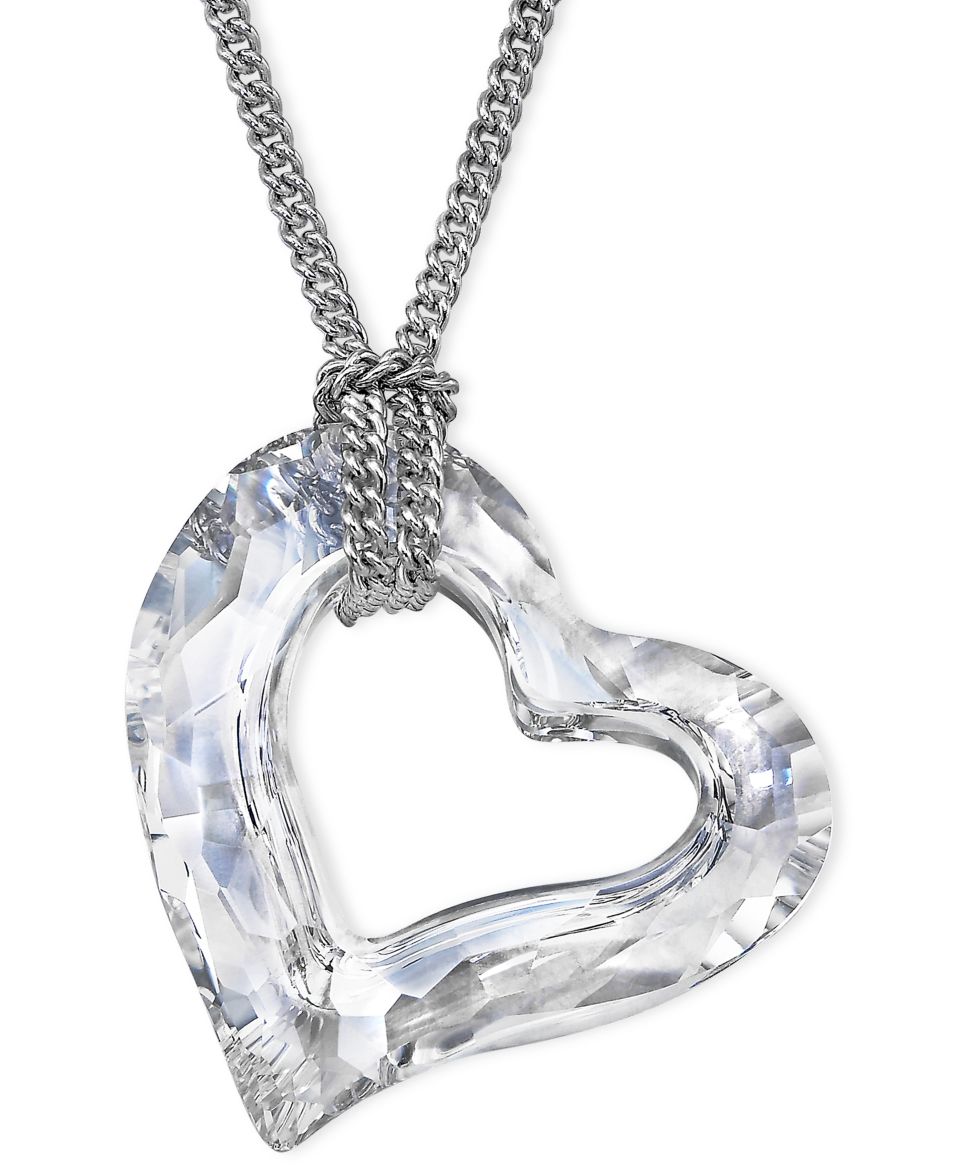 Swarovski Necklace, Silver Tone Crystal Heart Pendant Necklace