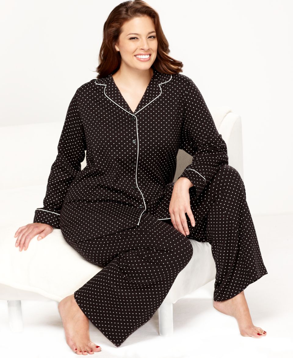 Charter Club Plus Size Pajamas, Brushed Knit Top and Pajama Pants Set