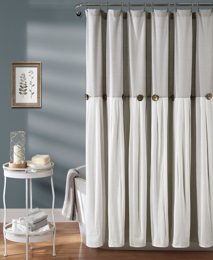 Lush Décor Linen Button 72" x 72" Shower Curtain & Reviews Shower