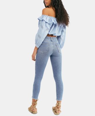 frayed hem skinny ankle jeans