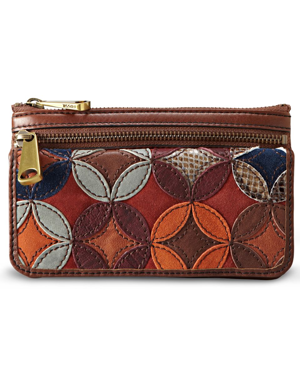 Fossil Wallet, Explorer Leather Patchwork Flap Clutch