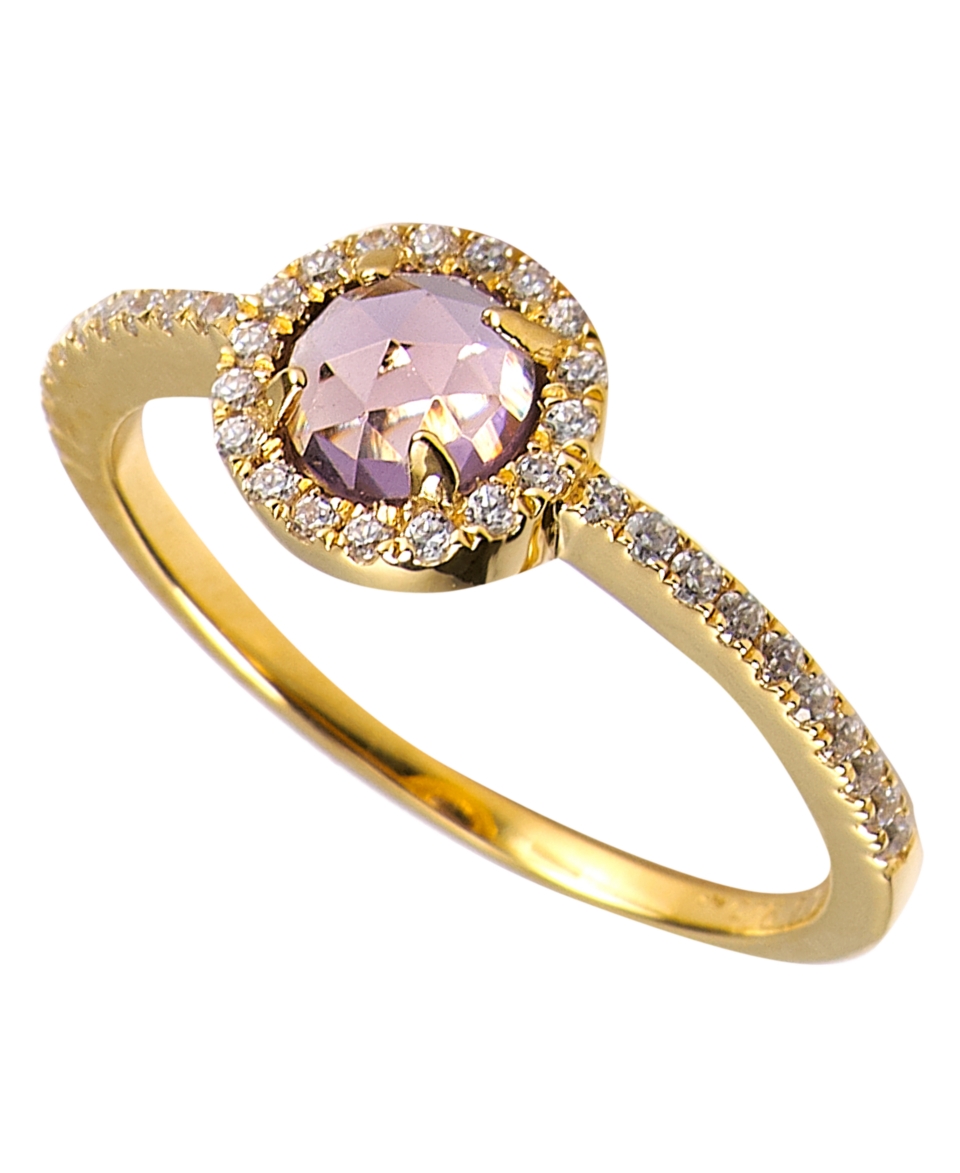 CRISLU Ring, MicroLuxe 18k Gold over Sterling Silver Amethyst and