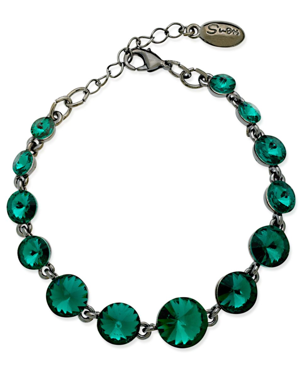 GUESS Bracelet, Hematite Tone Teal Glass Crystal Bracelet
