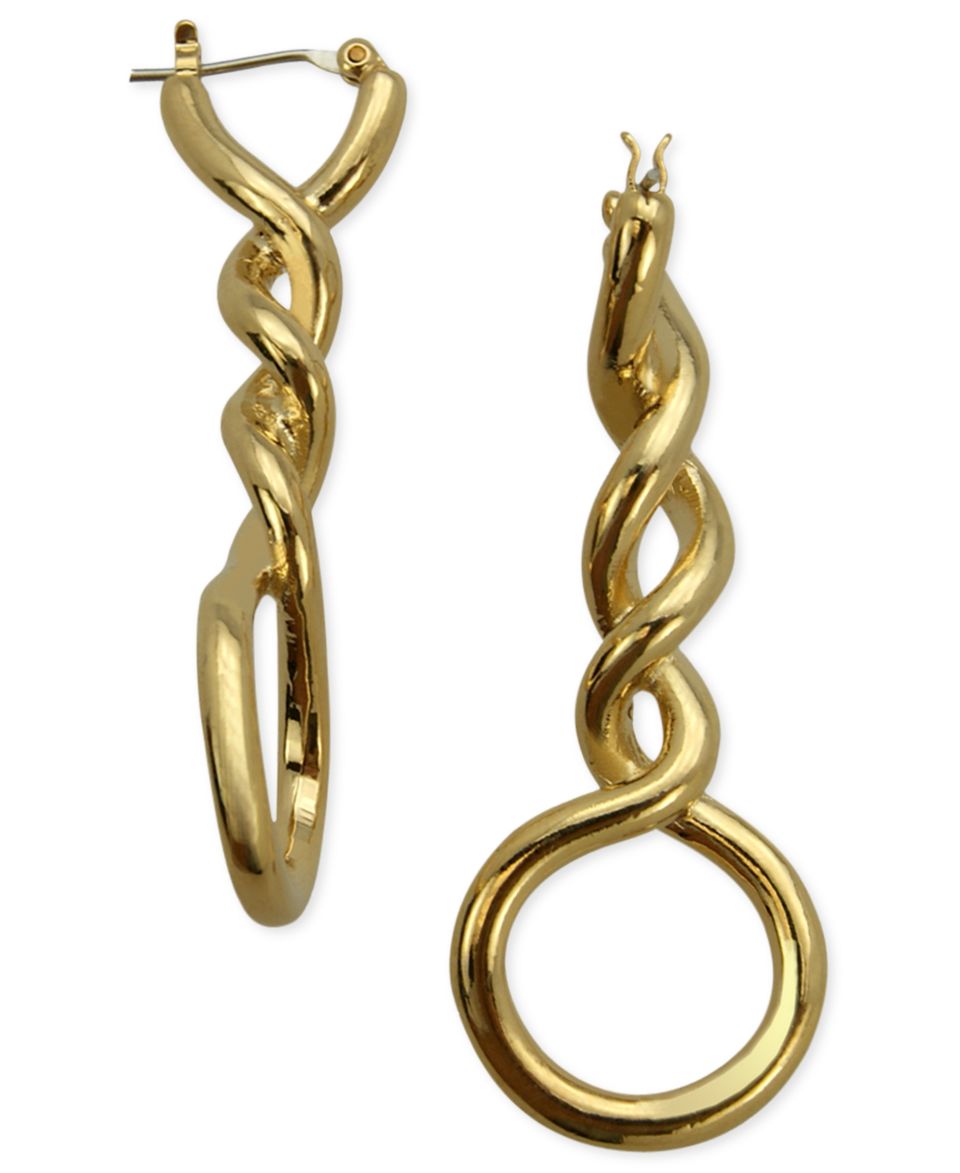 Tahari Earrings, Gold Tone Twisted Rope Linear Drop Earrings