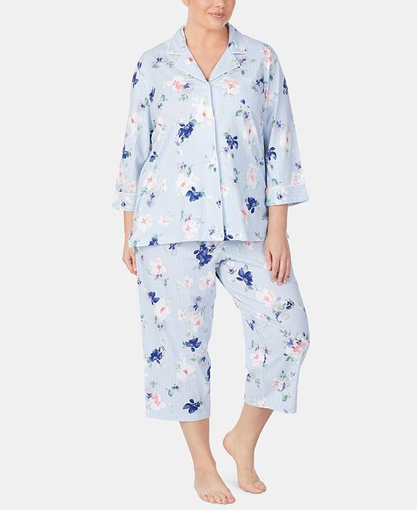 Lauren Ralph Lauren Plus Size Knit Cotton Pajama Set & Reviews Bras