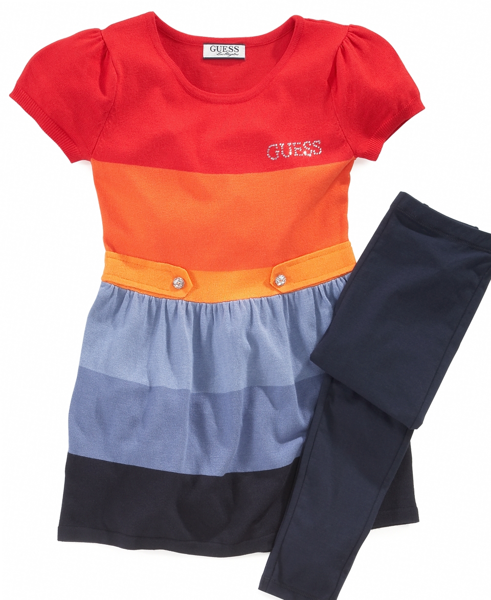 GUESS Kids Set, Little Girl Striped Sweater Dress and Leggings