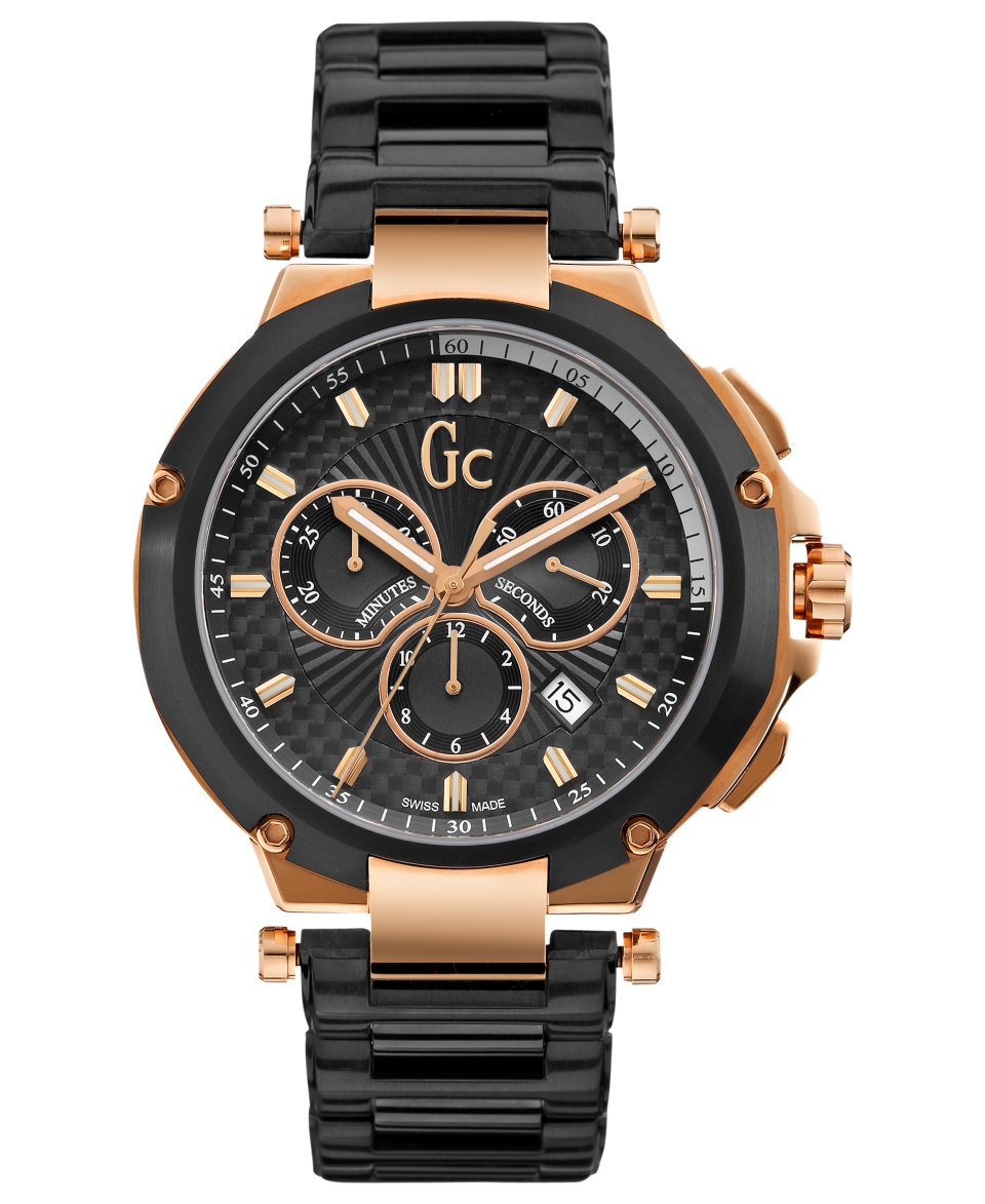 Gc Swiss Made Timepieces Watch, Mens Chronograph Black PVD Bracelet