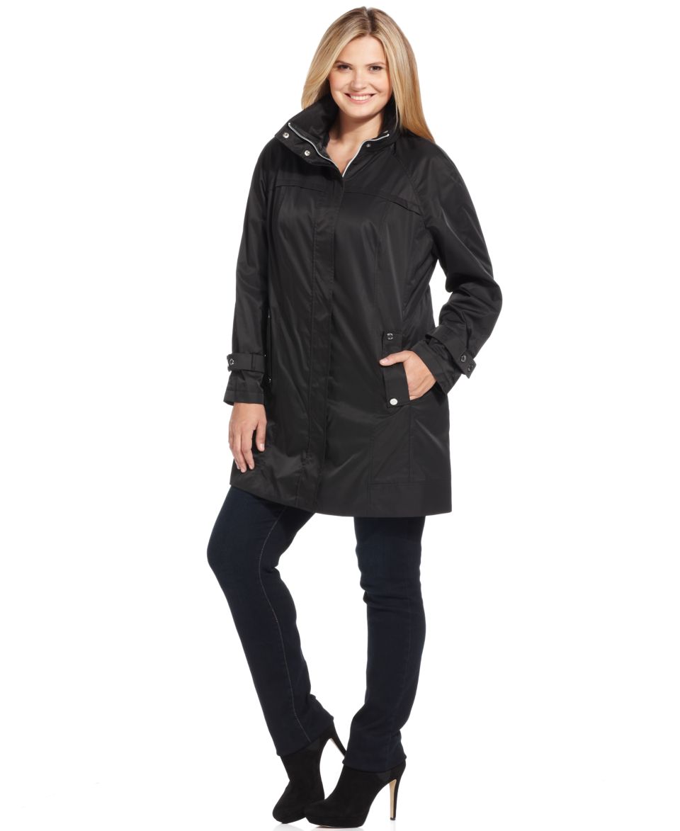 Nautica Plus Size Coat, Hooded Anorak Knit Trim   Womens Coats   