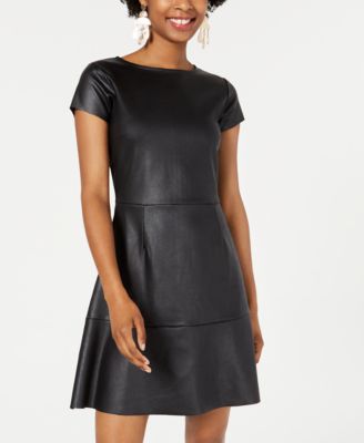 faux leather skater dress