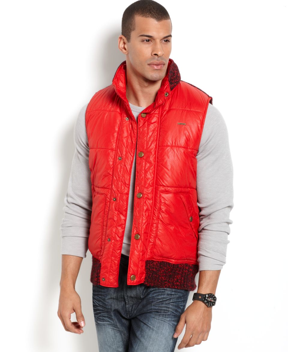 Sean John Vest, Lamb and Suede Puffer Vest   Mens Coats & Jackets