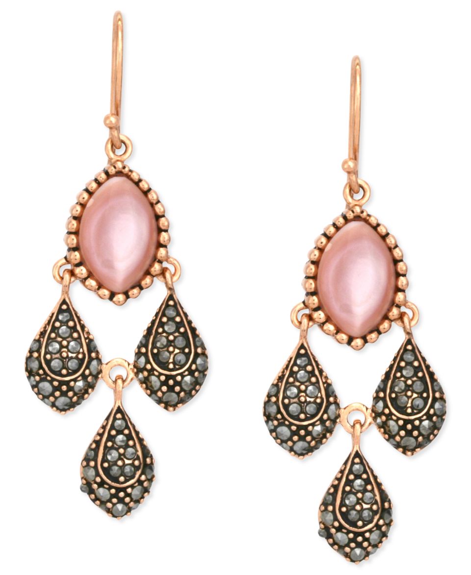 14k Rose Gold Earrings, 3 Stone Crystal Quartz (26 1/3 ct. t.w.) and