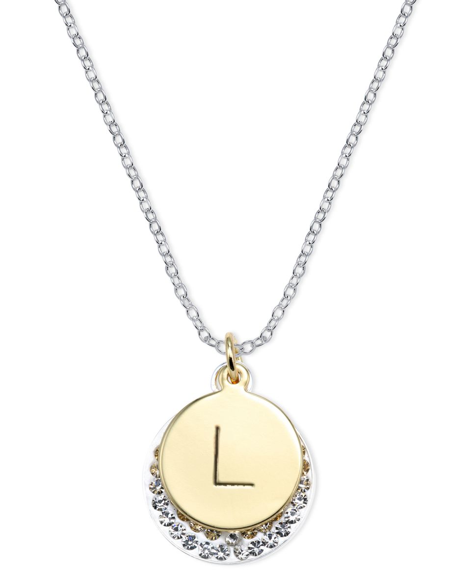 14k Gold and Silver Plated Necklace, Crystal L Pendant