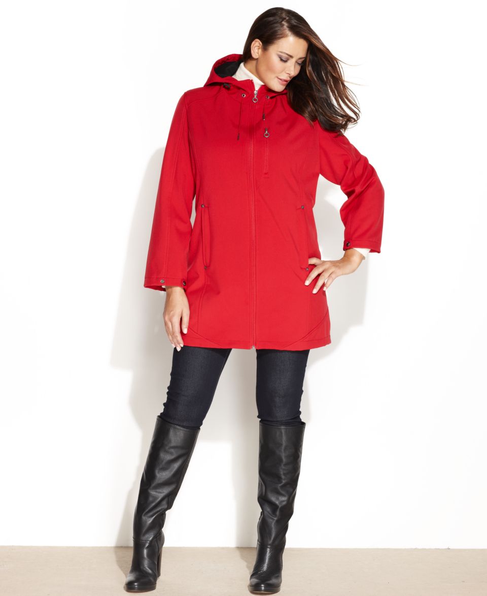 Calvin Klein Plus Size Coat, Hooded Raincoat   Coats   Women