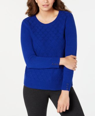 Karen Scott Diamond Cable-Knit Sweater 