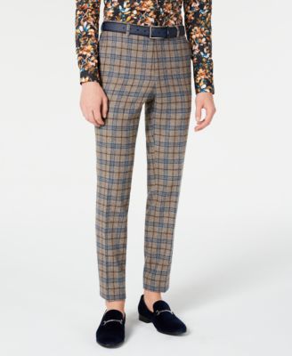 mens slim plaid dress pants