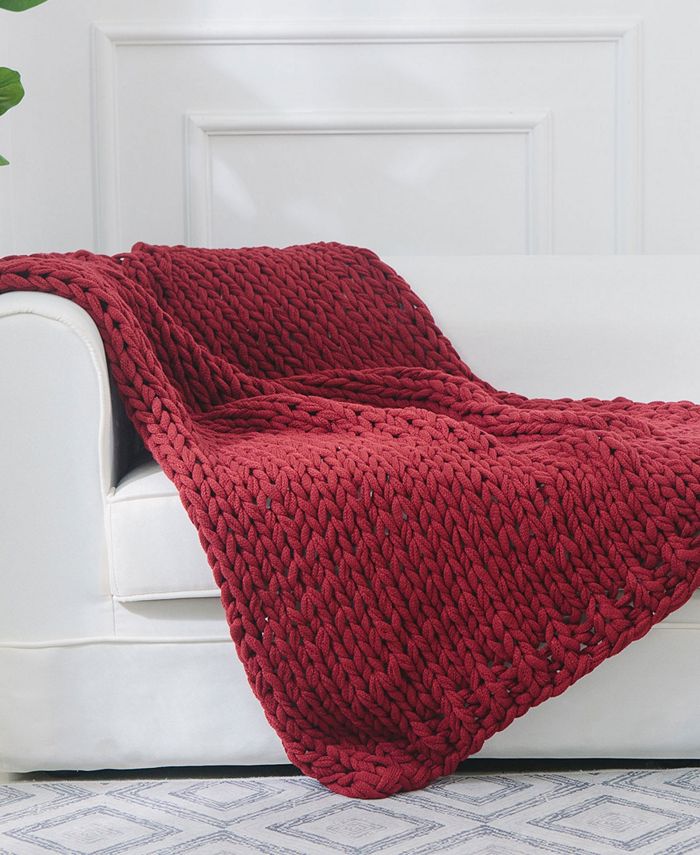 Cheer Collection Chunky Cable Knit Throw Blanket Reviews Blankets Throws Bed Bath Macy S