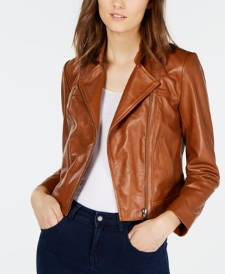 michael kors cognac leather jacket