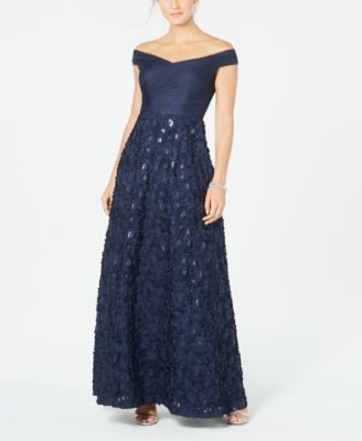 adrianna papell off the shoulder gown