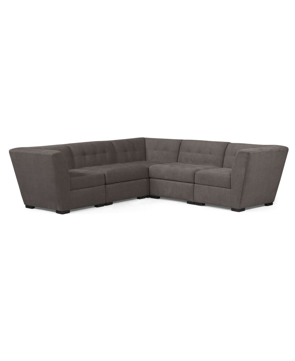 Roxanne Fabric Modular Sectional Sofa, 5 Piece (3 Square Corner Units and 2 Armless Chairs) Custom Colors   Furniture