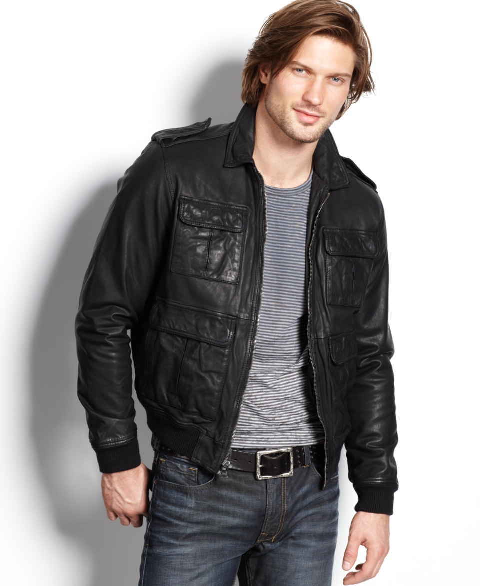 Kenneth Cole Reaction Jacket, Leather Bomber Jacket   Mens Coats