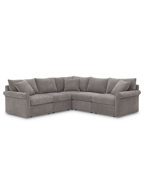 Furniture Wedport 5 Pc Fabric L Shape Modular Sectional Sofa With Square Corner Piece Created For Macy S Reviews Furniture Macy S