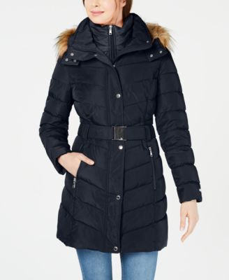 tommy hilfiger belted quilted coat
