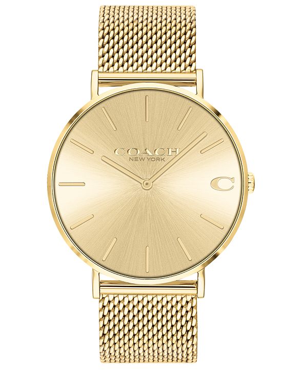 COACH Men's Charles GoldTone Stainless Steel Mesh Bracelet Watch 41mm & Reviews Watches