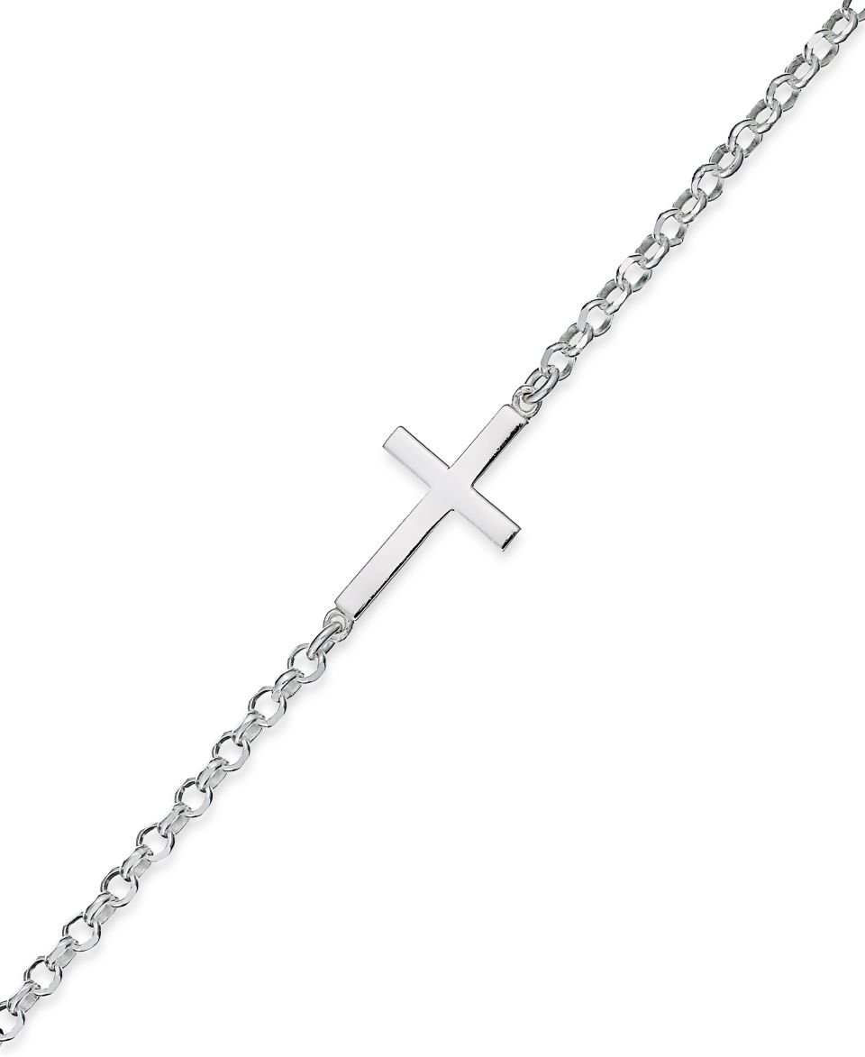 Studio Silver Sterling Silver Bracelet, Sideways Etched Cross Bracelet   Bracelets   Jewelry & Watches