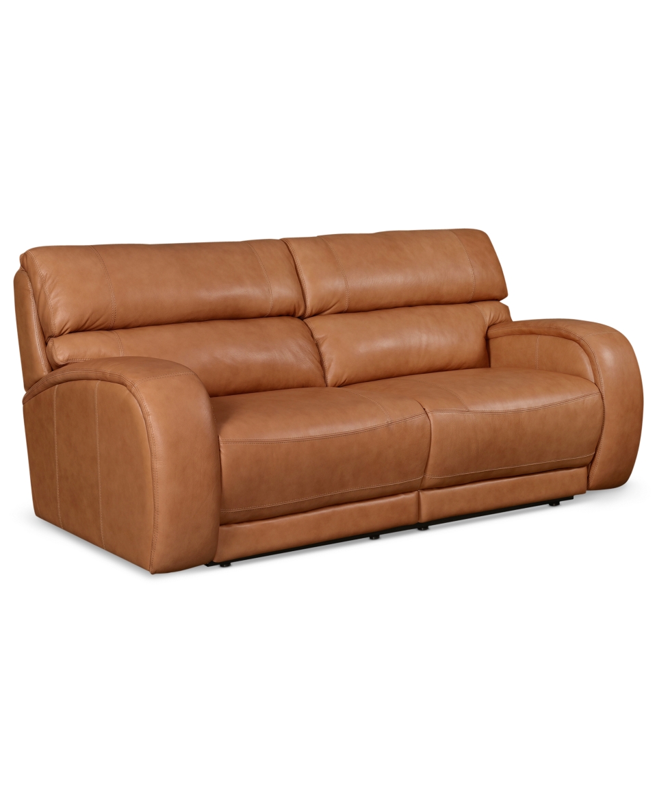 Nina Leather Reclining Sofa, Dual Power Recliner 86W x 41D x 39.5H