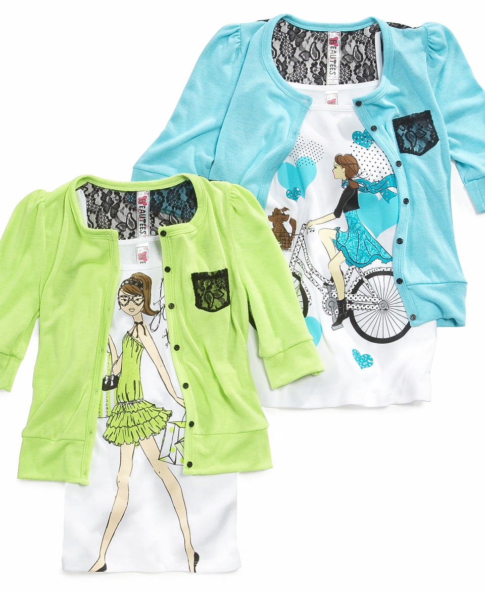 Beautees Kids Set, Girls Cardigan and Tee   Kids Girls 7 16