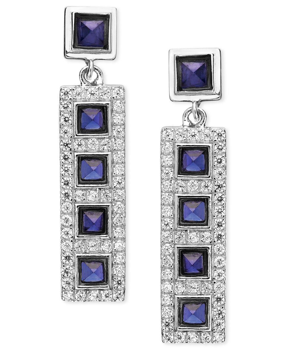 CRISLU CRISLU Earrings, 18k Gold over Sterling Silver Citrine Cabochon Cubic Zirconia Linear Earrings (7/10 ct. t.w.)   Fashion Jewelry   Jewelry & Watches