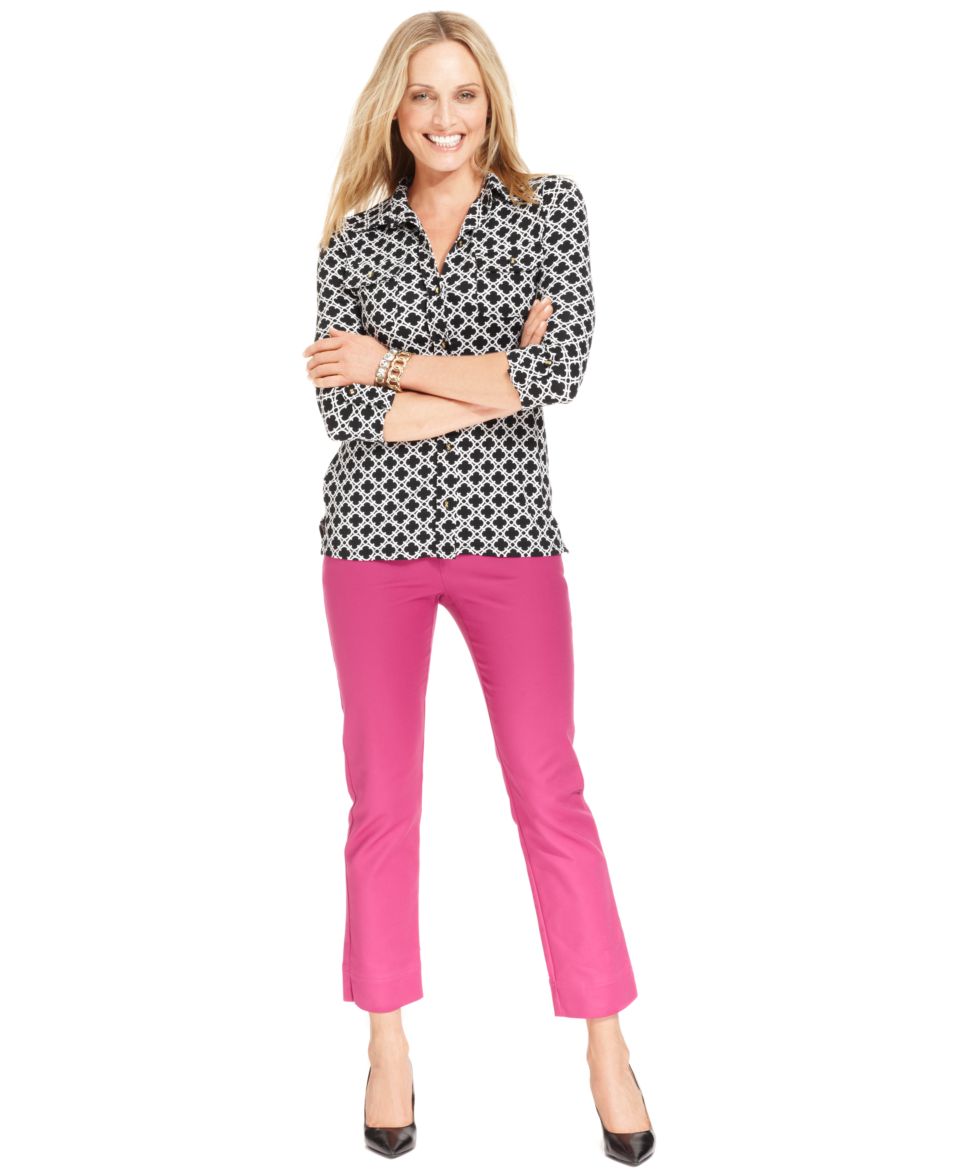 Charter Club Polka Dot Print Sweater & Slim It Up Cropped Pants