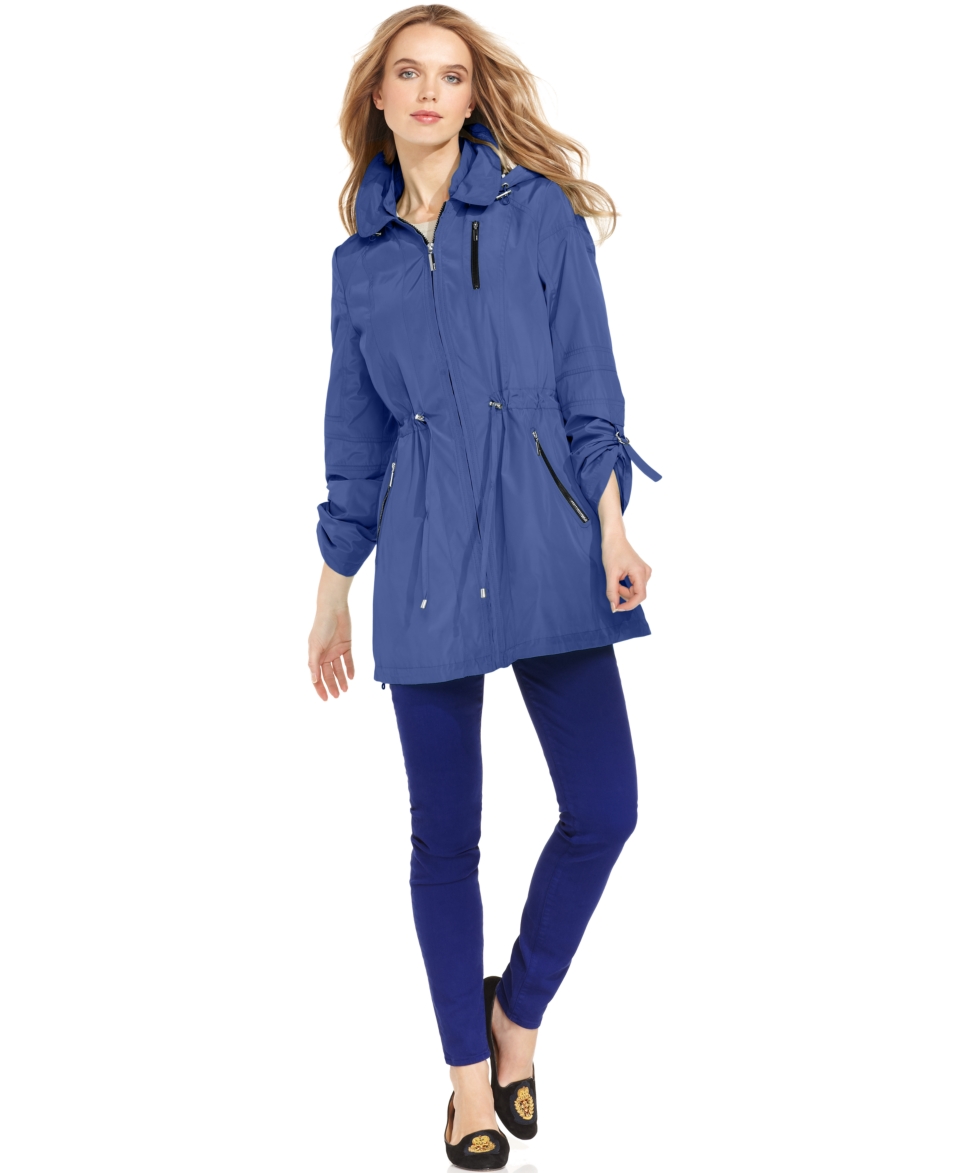 Nautica Coat, Hooded Cinched Waist Anorak   Womens Coats