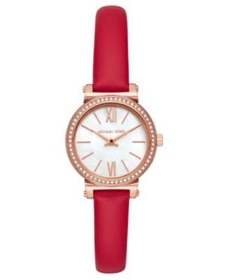 michael kors watch red leather strap