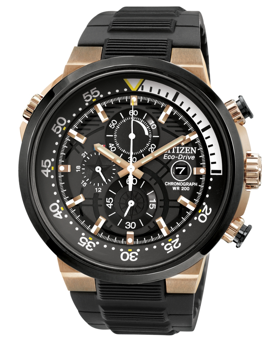 Citizen Mens Chronograph Eco Drive Endeavor Black Polyurethane Strap Watch 46mm CA0448 08E   Watches   Jewelry & Watches