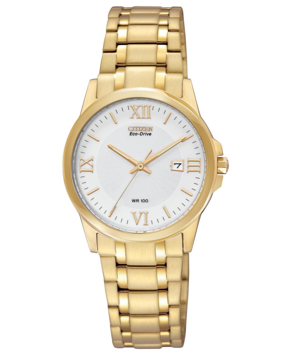 Citizen Watch, Womens Eco Drive Gold Tone Stainless Steel Bracelet