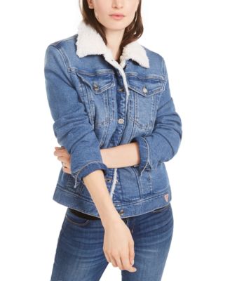 guess cotton denim peplum jacket