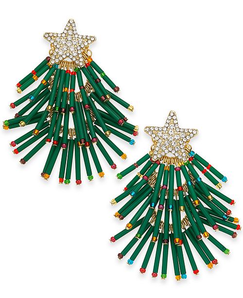 Inc International Concepts Inc Gold Tone Pave Multicolor Bead Holiday Tree Drop Earrings Created For Macy S Reviews Earrings Jewelry Watches Macy S