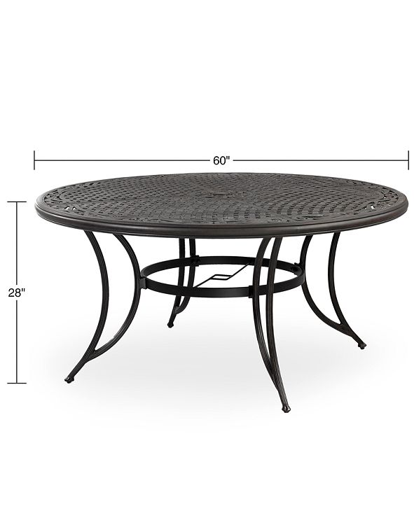 Furniture Cast Aluminum 60" Round Outdoor Dining Table, Created for