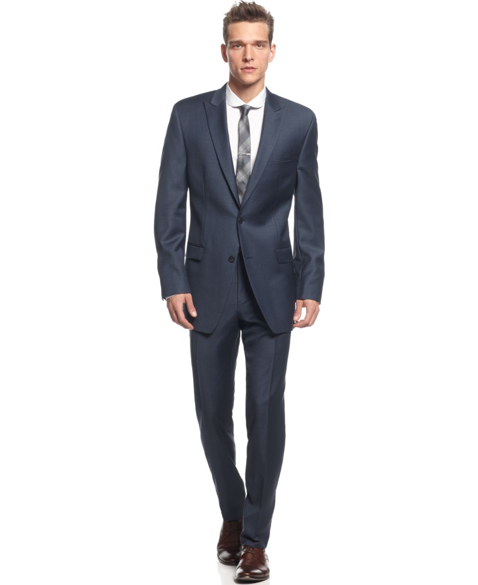 Tommy Hilfiger Suit, Medium Blue Glen Plaid Slim Fit   Suits & Suit