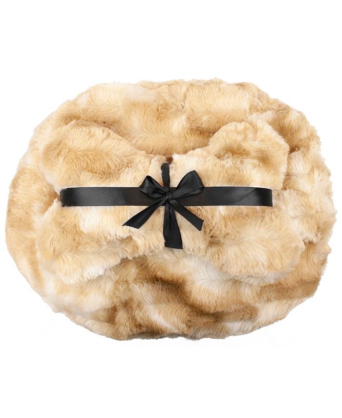 Precious Tails Faux Fur Princess Pet Bed with Plush Bone Pillow
