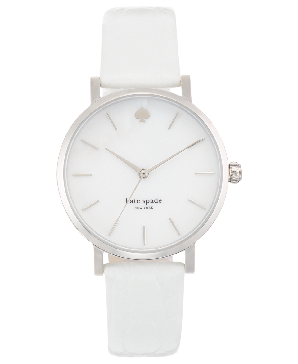 kate spade new york Watch, Womens Metro White Croc Embossed Leather