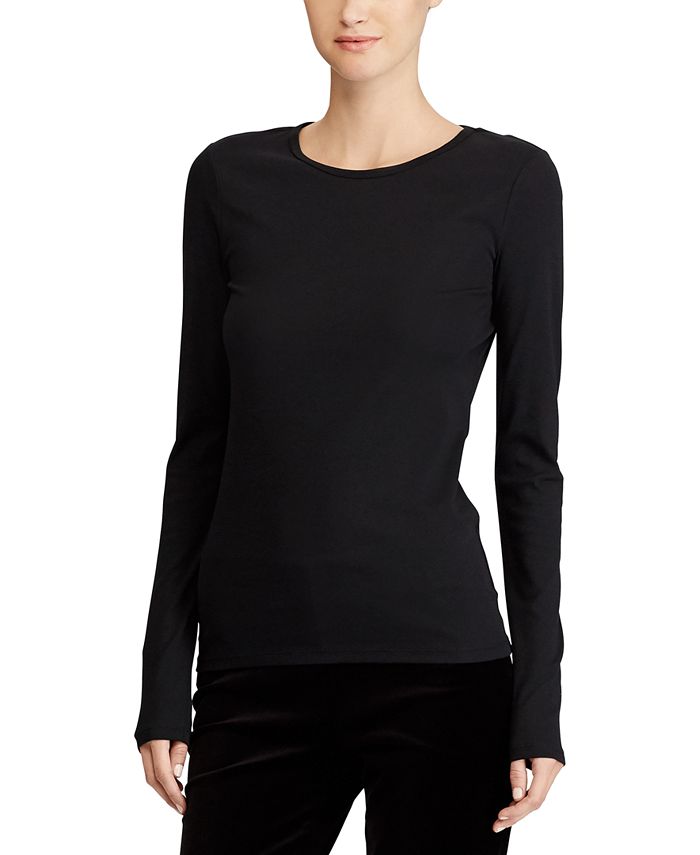 Lauren Ralph Lauren Long-Sleeve Stretch T-Shirt & Reviews - Tops ...